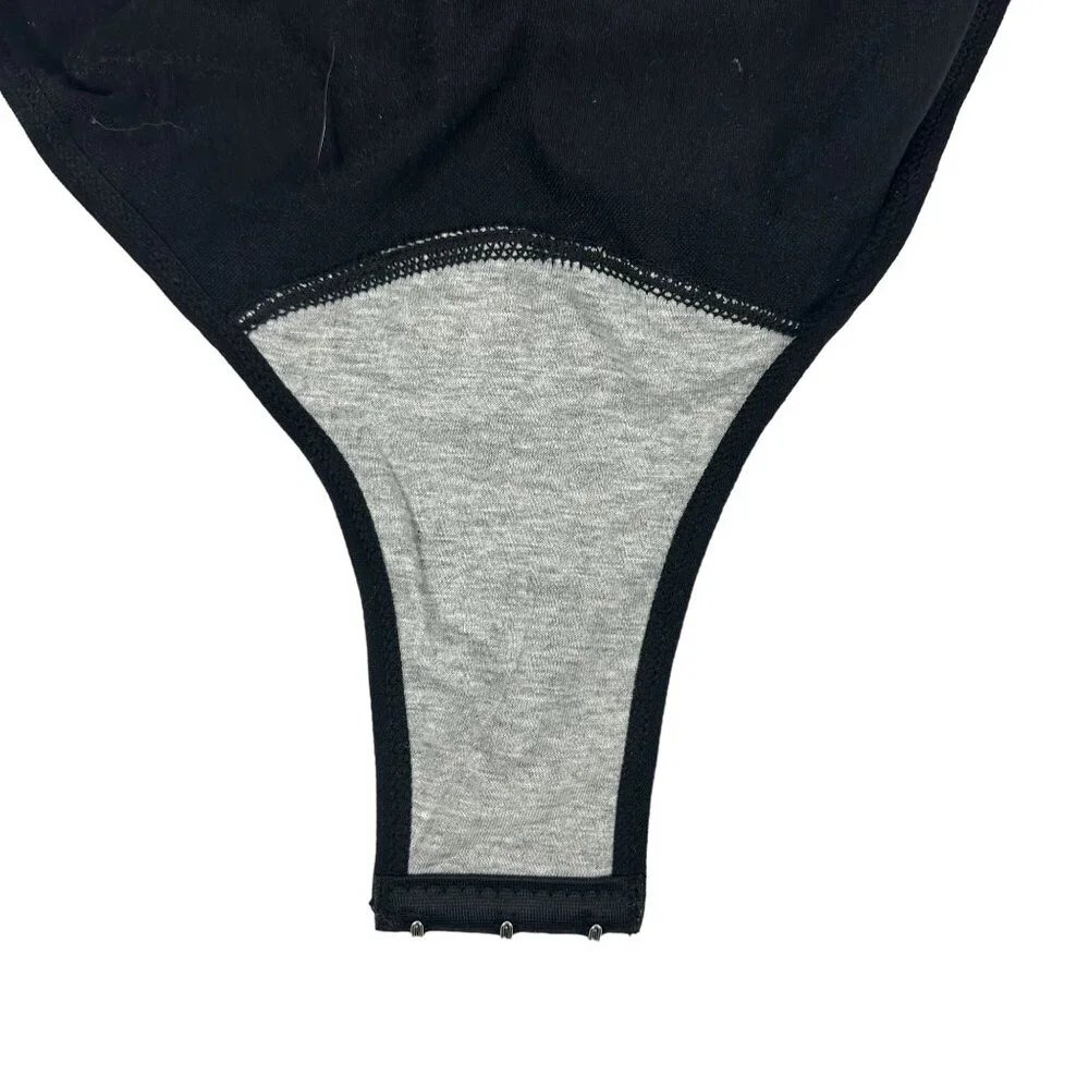 Black One-Piece Bodysuit With Adjustable Straps & Snap Closure Size S